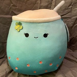 Squishmallow 12" Jakarria Bubble Tea Soft Blue Boba Plush Pillow